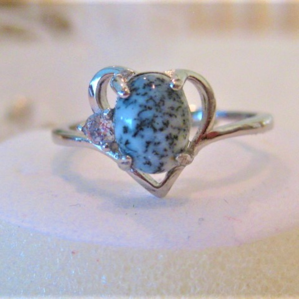 Dendritic opal solitaire ring